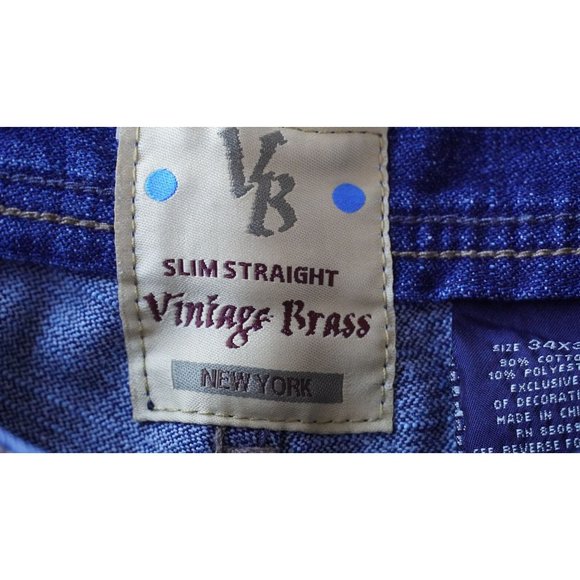 Vintage Brass jeans Mens Size 34 x 30 VB Stretch Slim Straight - Picture 3 of 13